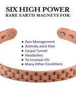 Copper Magnetic Therapy Pure Copper Heal Sugar Down Weave Design Solid Heavy Bracelet Cuff (4 Colors)