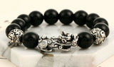 FENG SHUI BLACK OBSIDIAN PIXIU Energy Bead Bracelet 12mm