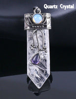 Sword Shaped Crystal Gemstone Pendant Necklace