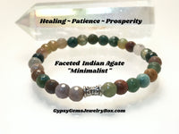 Agate Indian Gemstone Energy Bead Bracelet Faceted "Minimalist"